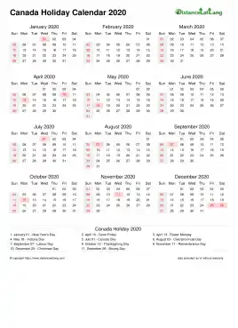 Calendar Horizintal Week Underline With Month Split Sun Sat Holiday Canada Portrait 2020