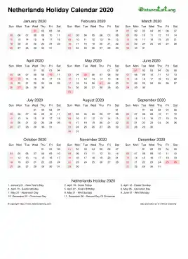 Calendar Horizintal Week Underline With Month Split Sun Sat Holiday Netherlands Portrait 2020
