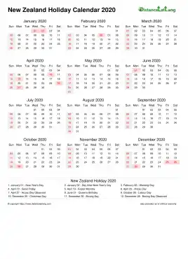 Calendar Horizintal Week Underline With Month Split Sun Sat Holiday New Zealand Portrait 2020