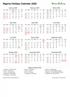 Calendar Horizintal Week Underline With Month Split Sun Sat Holiday Nigeria Portrait 2020