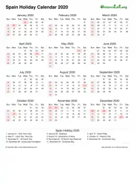 Calendar Horizintal Week Underline With Month Split Sun Sat Holiday Spain Portrait 2020