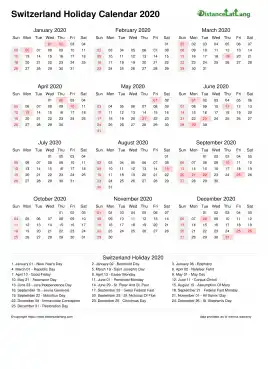 Calendar Horizintal Week Underline With Month Split Sun Sat Holiday Switzerland Portrait 2020