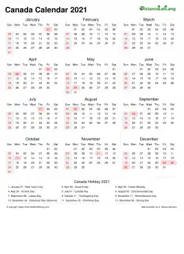 Calendar Horizintal Week Underline With Month Split Sun Sat National Holiday Canada Portrait 2021