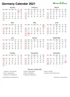 Calendar Horizintal Week Underline With Month Split Sun Sat National Holiday Germany Portrait 2021