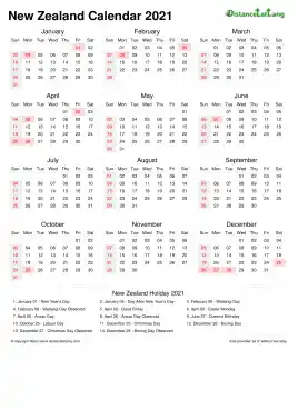 Calendar Horizintal Week Underline With Month Split Sun Sat National Holiday New Zealand Portrait 2021