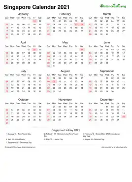 Calendar Horizintal Week Underline With Month Split Sun Sat National Holiday Singapore Portrait 2021