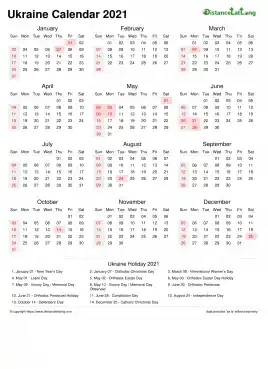 Calendar Horizintal Week Underline With Month Split Sun Sat National Holiday Ukraine Portrait 2021