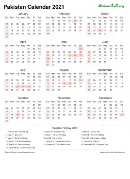 Calendar Horizintal Week Underline With Month Split Sun Sat Public Holiday Pakistan Portrait 2021