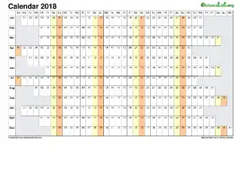 Calendar Horizontal Column Blank 2018