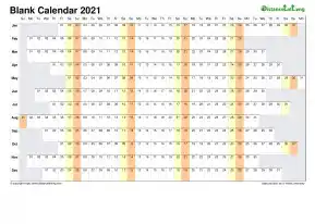 Calendar Horizontal Column Blank 2021