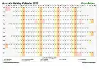 Calendar Horizontal Column With Holiday Australia 2023