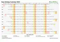 Calendar Horizontal Column With Holiday Italy 2023