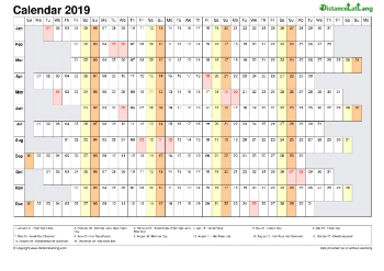Calendar Horizontal Column With Holiday Singapore 2019