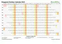 Calendar Horizontal Column With Holiday Singapore 2023
