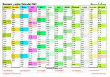 Calendar Vertical Month Column With Denmark Holiday Multi Color 2023