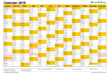 Calendar Vertical Month Column With Holiday Auz Color Orange 2019 1