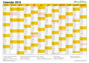 Calendar Vertical Month Column With Holiday Malaysia Color Orange 2019