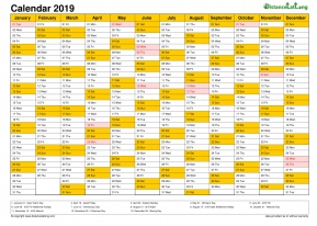 Calendar Vertical Month Column With Holiday Nigeria Color Orange 2019
