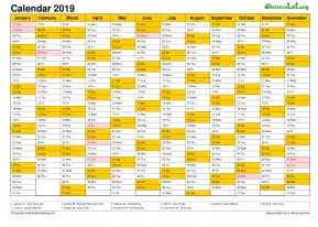 Calendar Vertical Month Column With Holiday Nz Color Orange 2019