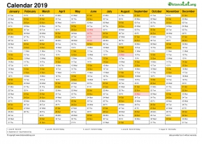 Calendar Vertical Month Column With Holiday Saudi Arabia Color Orange 2019