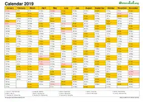 Calendar Vertical Month Column With Holiday Sweden Color Orange 2019
