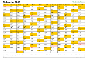 Calendar Vertical Month Column With Holiday Uk Color Orange 2018