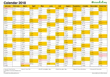 Calendar Vertical Month Column With Holiday Uk Color Orange 2018