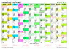 Calendar Vertical Month Column With Kenya Holiday Multi Color 2023