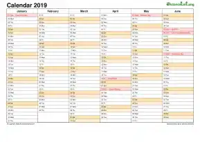 Calendar Vertical Month Holiday Nigeria 2 Page 2019