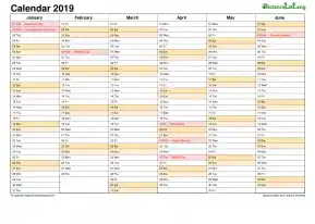 Calendar Vertical Month Holiday Nz 2 Page 2019