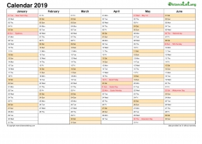 Calendar Vertical Month Holiday Sweden 2 Page 2019