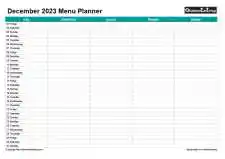 Family Calendar Daily Menu Schedular December Landscape 2023