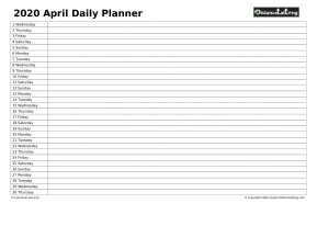 Family Calendar Daily Planner April Landscape 2020