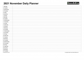 Family Calendar Daily Planner November Landscape 2021