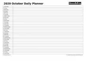 Family Calendar Daily Planner October Landscape 2020