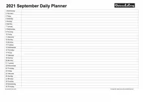 Family Calendar Daily Planner September Landscape 2021