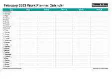 Family Daily Work Planner February Landscape 2023