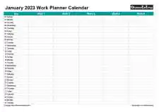 Family Daily Work Planner January Landscape 2023