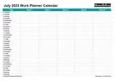 Family Daily Work Planner July Landscape 2023