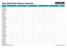 Family Daily Work Planner May Landscape 2023