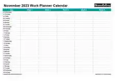Family Daily Work Planner November Landscape 2023