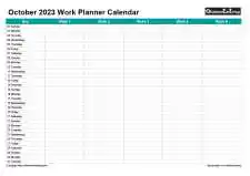 Family Daily Work Planner October Landscape 2023