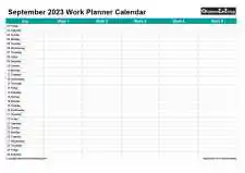 Family Daily Work Planner September Landscape 2023
