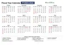 Fiscal Calendar Horizontal Month Week Covered Line Grid Sun Sat Holiday United States Landscape 2023 2024