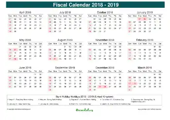 Fiscal Calendar Vertical Month Week Covered Line Grid Sun Sat Holiday Uk Cool Blue 2018 2019