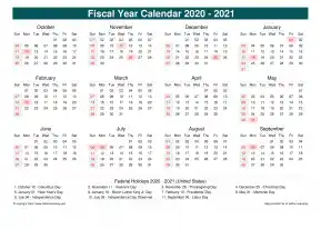 Fiscal Calendar Vertical Month Week Covered Line Grid Sun Sat Holiday Us Cool Blue Landscape 2020 2021