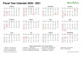 Fiscal Calendar Vertical Month Week Covered Line Grid Sun Sat Holiday Us Landscape 2020 2021