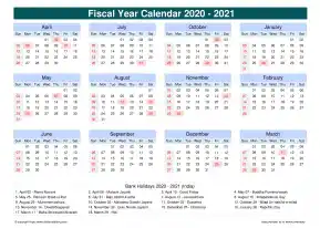 Fiscal Calendar Vertical Month Week Grid Sun Sat Holiday India Cool Blue Landscape 2020 2021