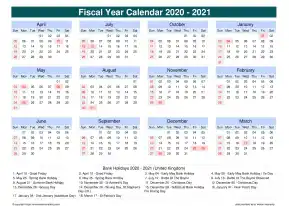 Fiscal Calendar Vertical Month Week Grid Sun Sat Holiday Uk Cool Blue Landscape 2020 2021