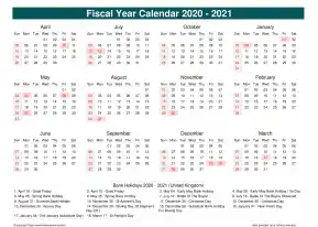 Fiscal Calendar Vertical Month Week Underline Sun Sat Holiday Uk Cool Blue Landscape 2020 2021